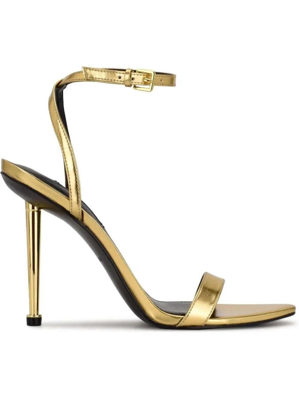Women's Gold Metallic Open Toe Ankle Strap Reina Lightweight Heel Sandal Shoes